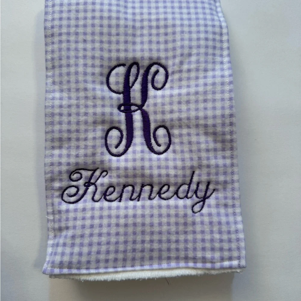 Purple Monogrammed Burp Cloths